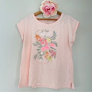 Talbots Portofino Pink Floral Short Sleeve Tee Medium